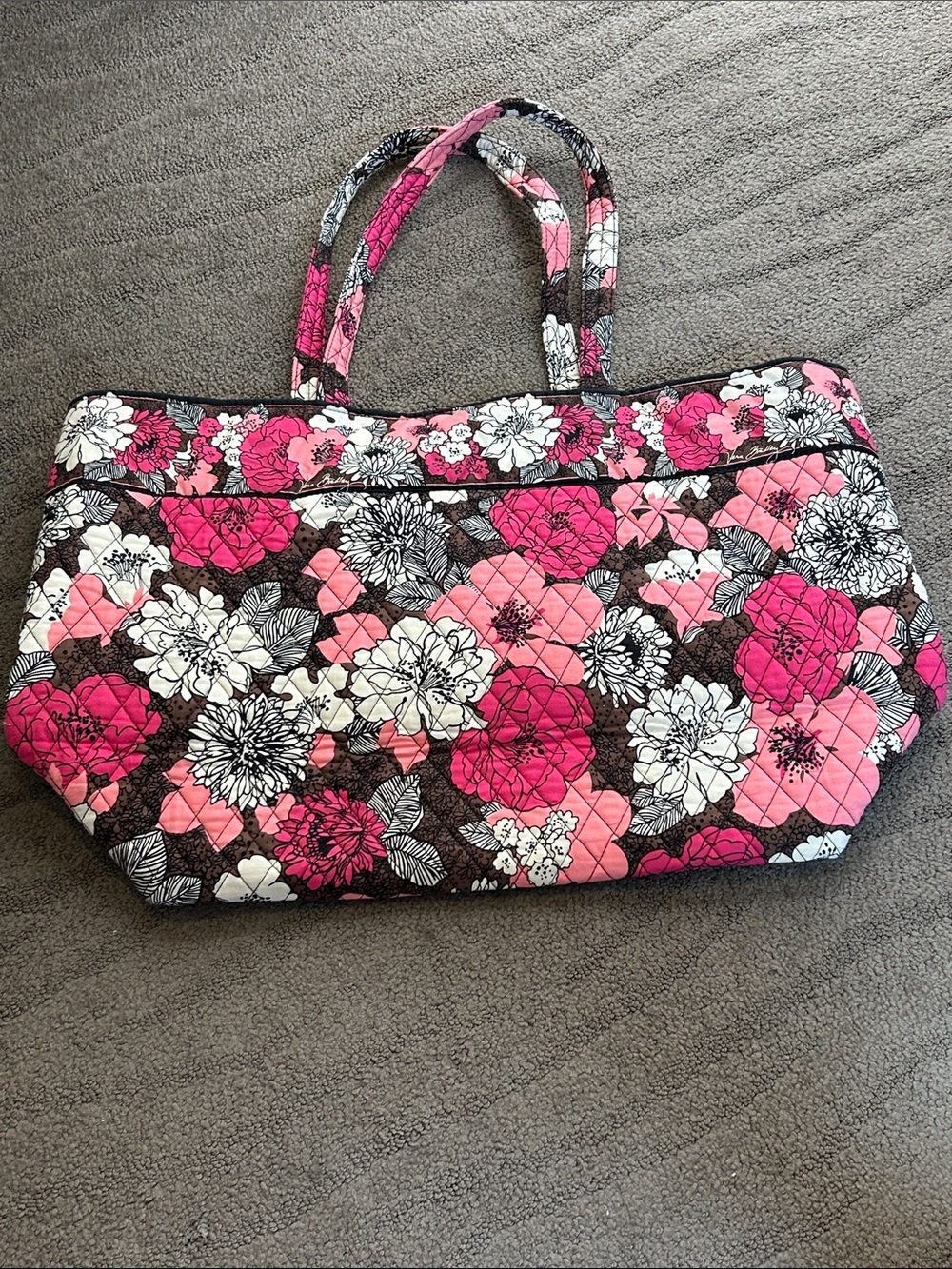 Vera Bradley Large Tote Mocha Rouge Tote EUC